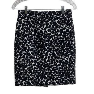 J.Crew Black White Animal Print Jacquard Pencil Skirt 00